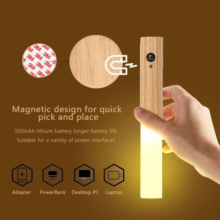 Veilleuse à détecteur de mouvement, lampe murale rechargeable par USB – Image 2