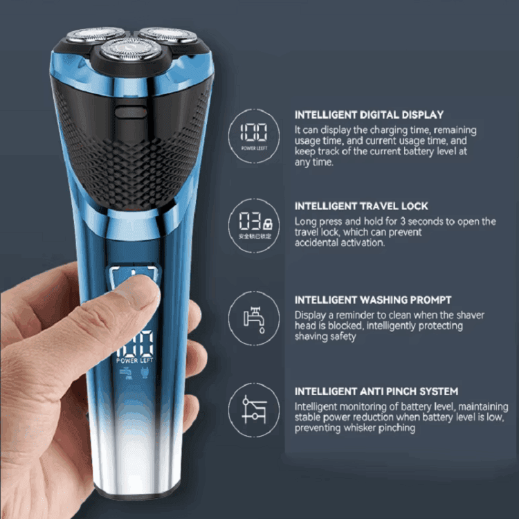 Rasoir électrique rechargeable 3D Kemei km-8510 hommes Triple têtes de lame flottantes – Image 2