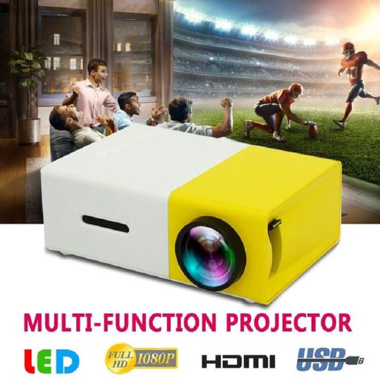 Mini Projecteur Portable, 4:3 HD 1080P pour Petit Film USB, HD, AV, Entrée de Carte Mémoire, écran 60 Pouces