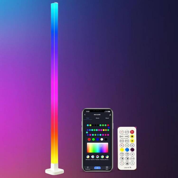 Lampadaire LED d'Angle, 150cm Lampe sur Pied RGB avec APP Contrôle et Télécommande – Image 6