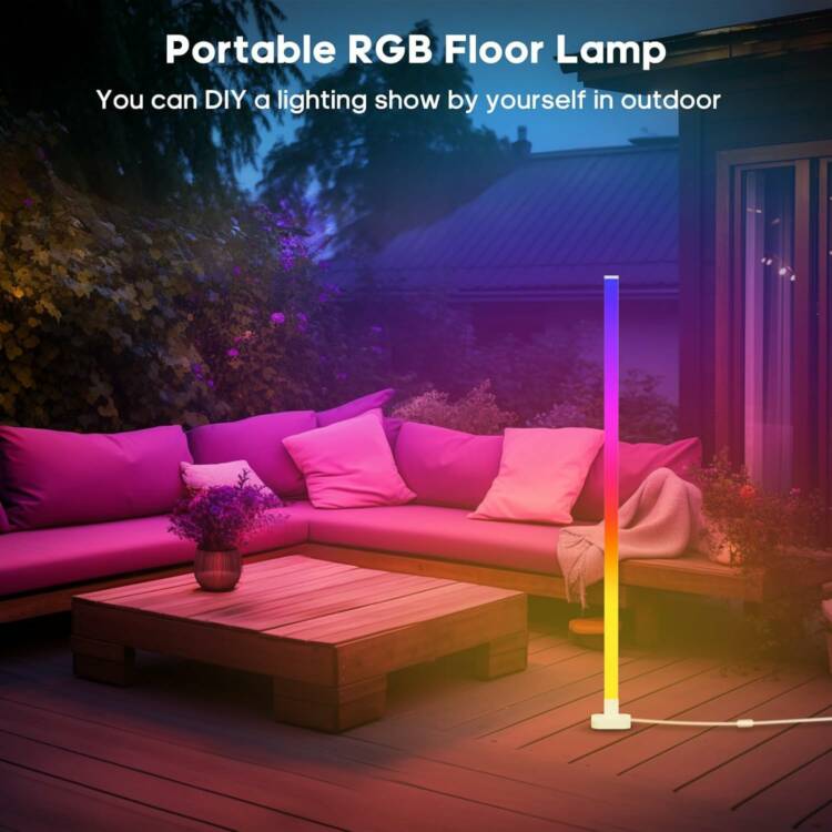 Lampadaire LED d'Angle, 150cm Lampe sur Pied RGB avec APP Contrôle et Télécommande – Image 3
