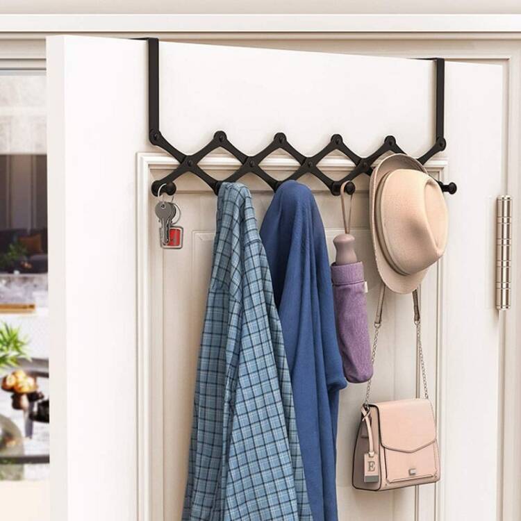 Cintre avec crochet derrière la porte, porte-manteau mural sans trou, support de rangement – Image 3