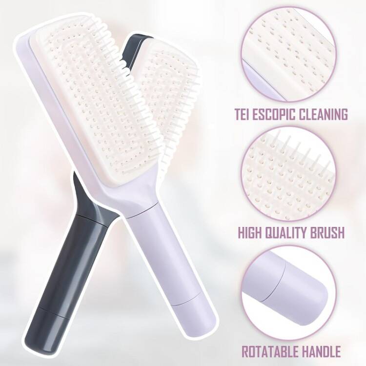 Lot de 2 brosses à cheveux sans tirer - Brosse auto-nettoyante - Convient pour les boucles et les cheveux longs – Image 4