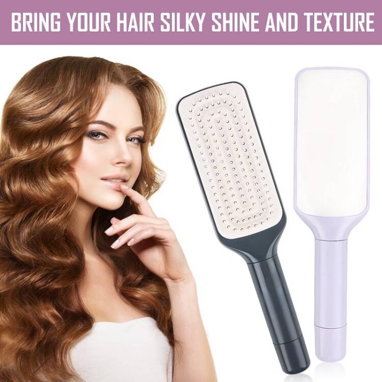 Lot de 2 brosses à cheveux sans tirer - Brosse auto-nettoyante - Convient pour les boucles et les cheveux longs