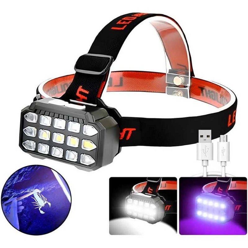 Lampe frontale LED UV, Détecteur de Scorpions, pour chasse en plein air