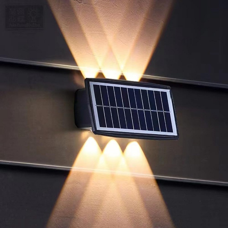 Lampes Solaire Applique Murale Extérieur 6 LED avec 2 Modes Éclairage