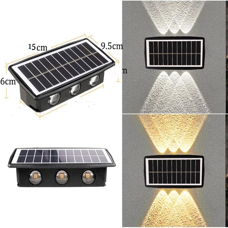 Lampes Solaire Applique Murale Extérieur 6 LED avec 2 Modes Éclairage – Image 2
