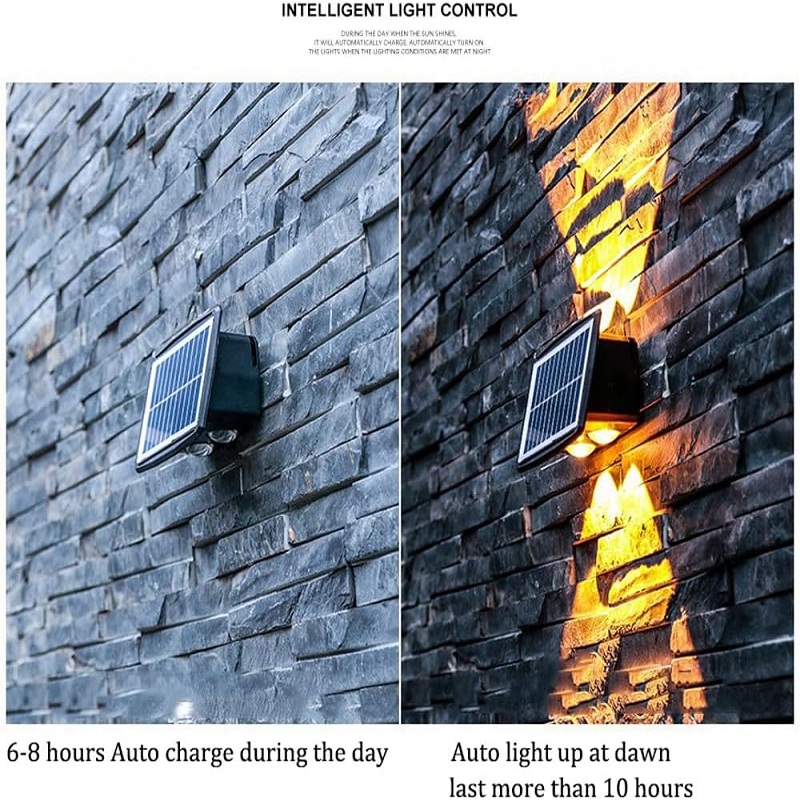 Lampes Solaire Applique Murale Extérieur 6 LED avec 2 Modes Éclairage – Image 4