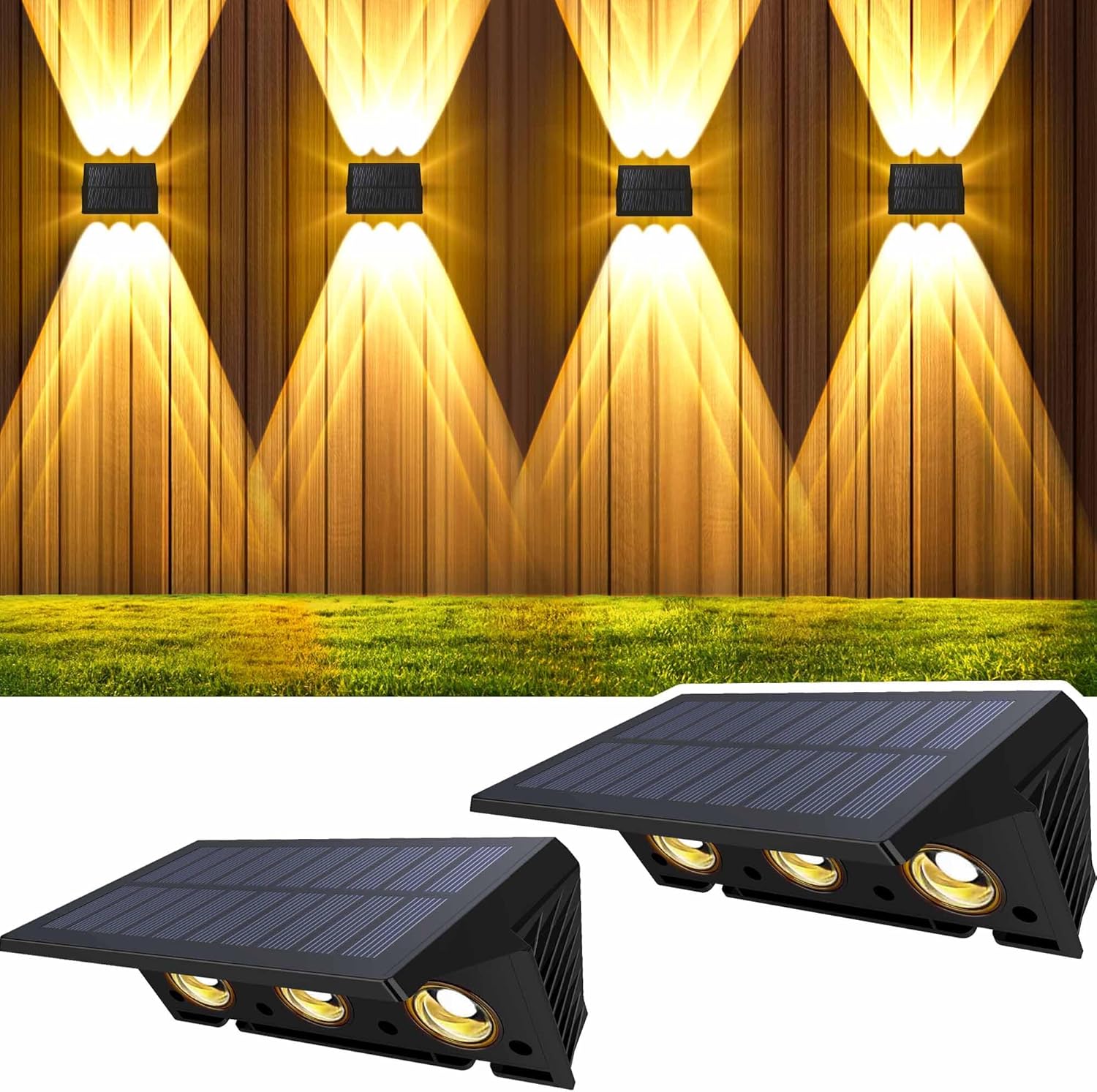 Lampes Solaire Applique Murale Extérieur 6 LED avec 2 Modes Éclairage – Image 3