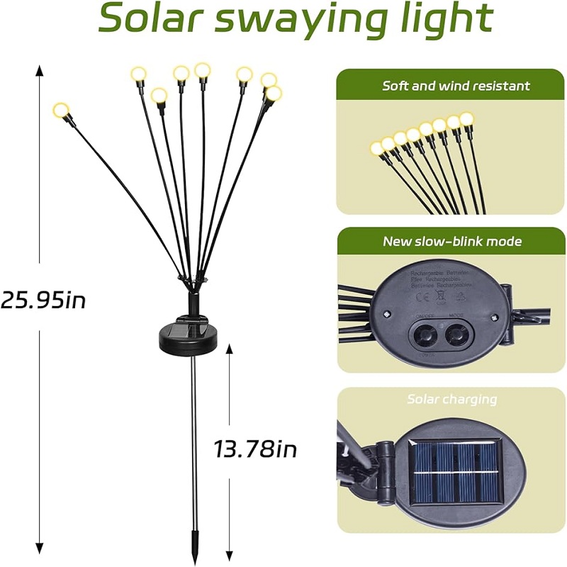 Lampes Solaire Applique Murale Extérieur 6 LED avec 2 Modes Éclairage – Image 5