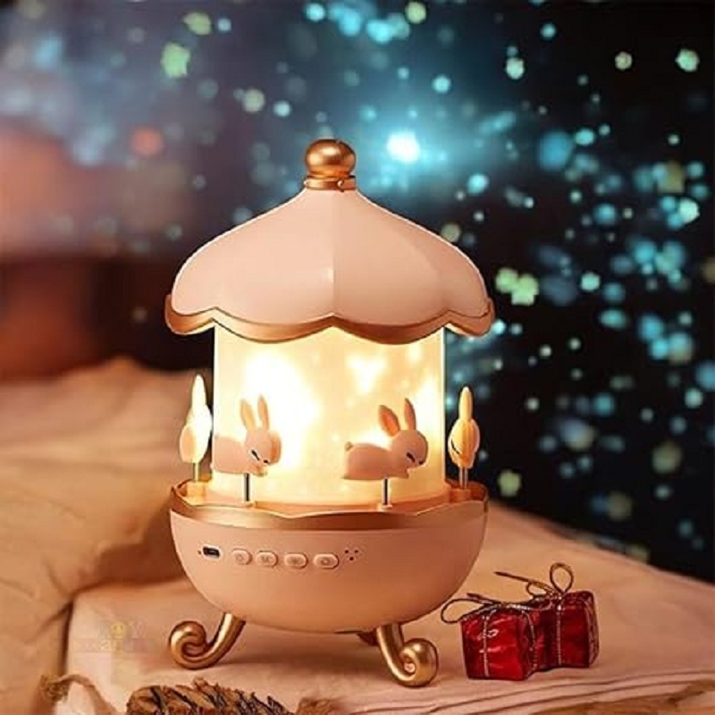 Veilleuse projecteur carrousel lapin, 6 films,