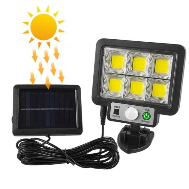 Lampe solaire d'extérieur avec 3 modes, Détecteur de mouvement 6 LED avec télécommande.