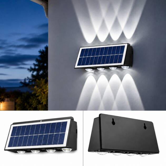 Lampe Solaire Extérieur, 8 LED Applique Murale Exterieur