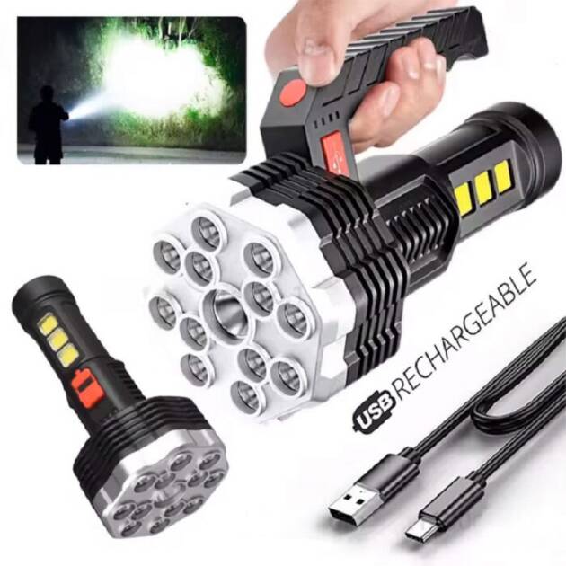 Torche Rechargeable Étanche 13 LED 4roscopie modes