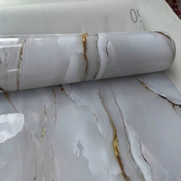 Rouleau De Papier Peint Adhésif À Motif Marbre Racine Doré 5m