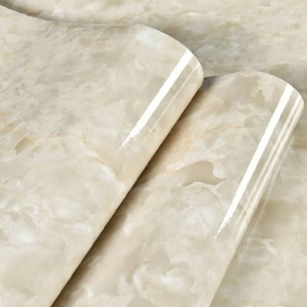 Rouleau De Papier Peint Autoadhésif Effet Marbre Beige Pour Cuisine, Résistant À L'huile 5 M