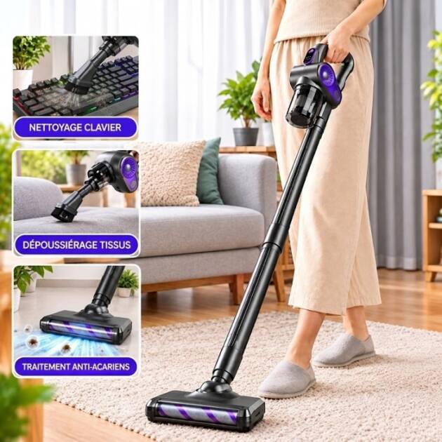 Aspirateur Puissant 4 In 1 Sans Fil, Gris