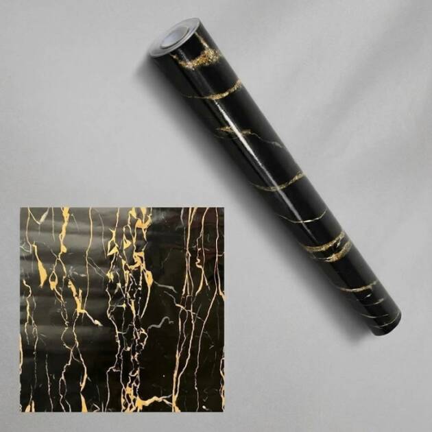 Rouleau De Papier Peint Autoadhésif Effet Marbre Noir , Résistant À L'huile 5 M