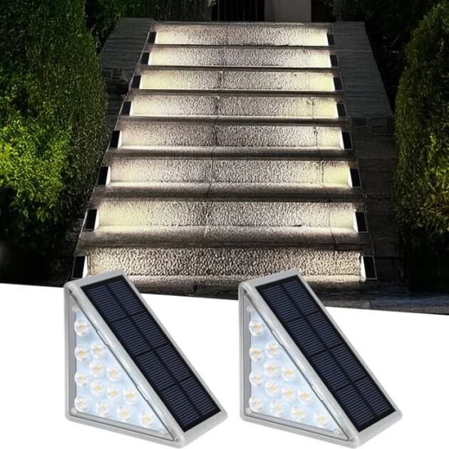 Lot De 2 Lampes Solaires LED Étanches Pour Escaliers Extérieurs
